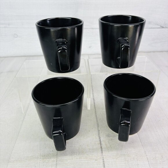 Stone + Lain CELINA Matte Black Modern Coupe 12oz Stoneware Cups Mugs Set of 4 - Picture 6 of 16